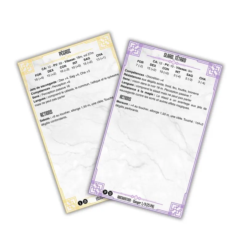 modèle cartes monstres